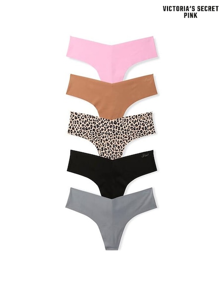 Black/Grey/Nude/Pink - Victoria's Secret Pink 5 Pack No Show Knickers