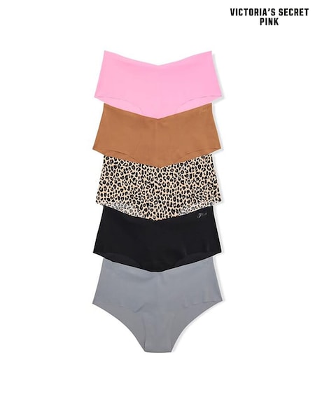 Black/Grey/Nude/Pink - Victoria's Secret Pink 5 Pack No Show Knickers