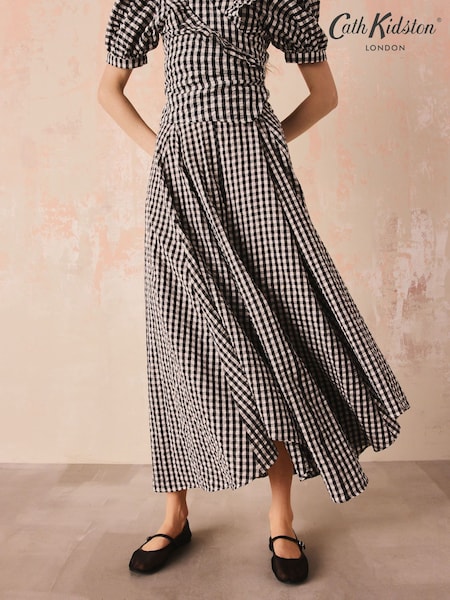 Črno-bela karirasta - Cath Kidston Godet Maxi Skirt