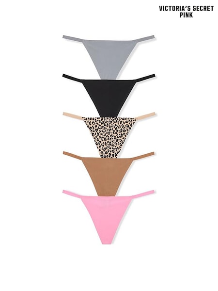 Black/Grey/Nude/Pink - Victoria's Secret Pink 5 Pack No Show Knickers