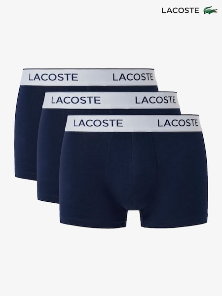 Blue - Regular Lacoste Stretch Cotton Boxer Trunks 3 Pack