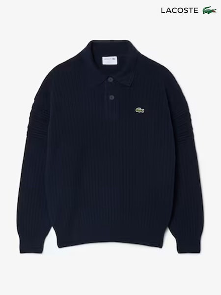 Blue - Regular Lacoste Relaxed Fit Made In France Long Sleeved Polo Sweater