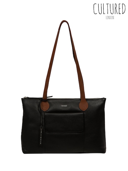 Cultured London Solange Leather Tote Black Bag (Y48155) | AED285