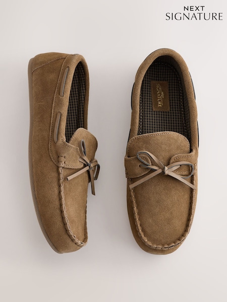 Taupe Brown - Regular Suede Bow Moccasins