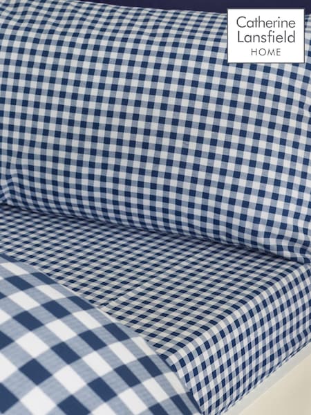 Catherine Lansfield Bamford Gingham Check Fitted Sheet (Y48910) | ‏60‏₪ - ‏96‏ ₪