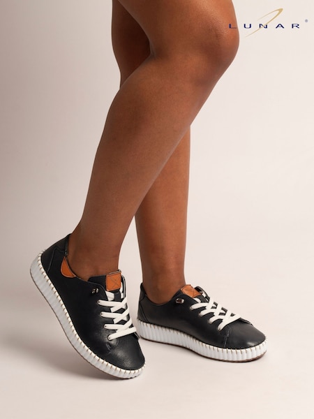 Lunar Black Faith Leather Shoes (Y49055) | $132