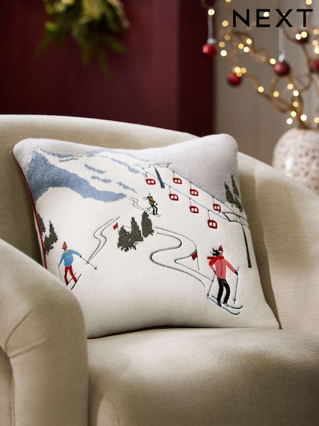 Christmas Ski Scene Cushion