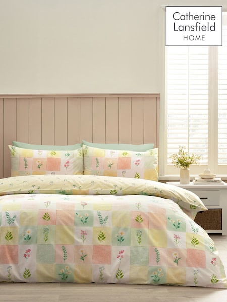 Catherine Lansfield Yellow Daisy Patchwork Reversible Duvet Cover Set (Y49411) | SGD 33 - SGD 54