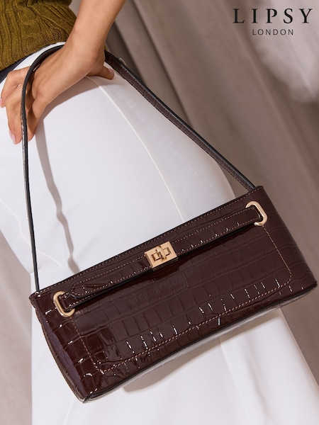 Chocolate Brown - Lipsy Buckle Detail Shoulder Bag