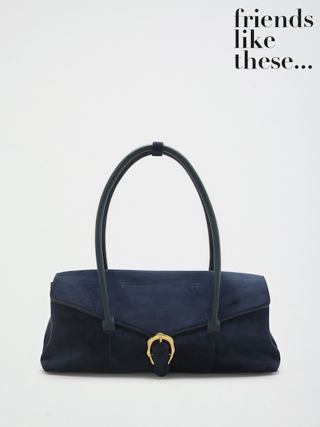 Navy Suedette - Friends Like These Buckle Shoulder Bag