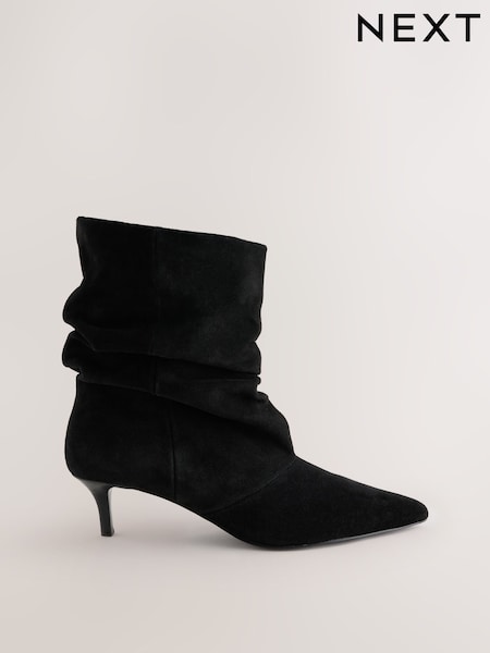 črna - Forever Comfort® Leather Slouch Ankle Heeled Boots