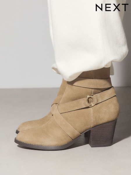 Neutral - Forever Comfort® Leather Casual Block Heeled Ankle Boots