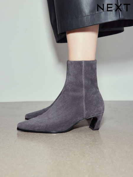 灰色的 - Forever Comfort® Chisel Ankle Leather Boots