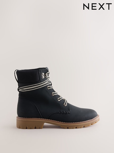 Black - Casual Lace-up Ankle Boots