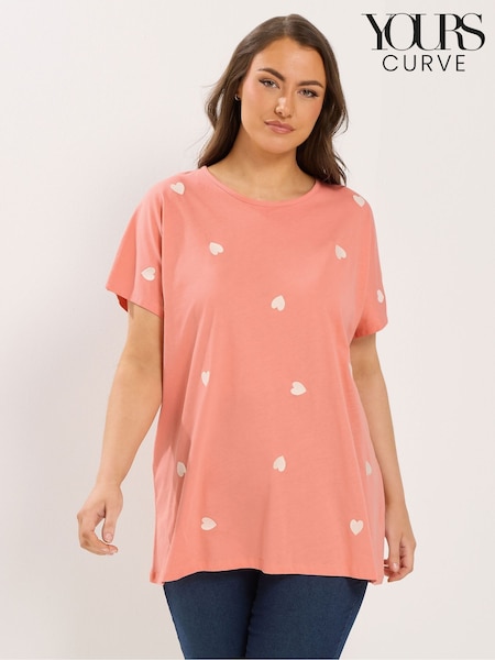Yours Curve Orange Embroidered Heart Top (Y49676) | $67
