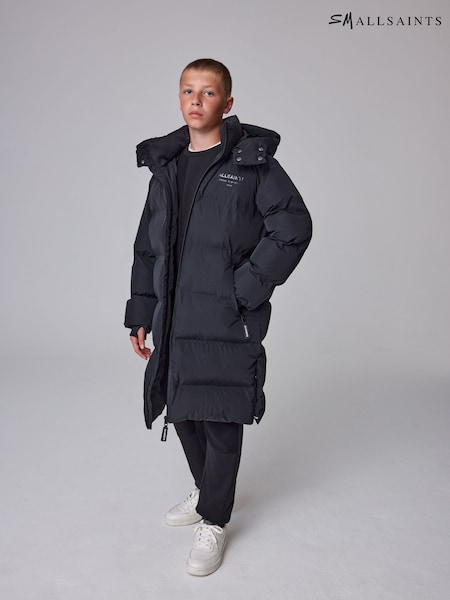 Black - Smallsaints Longline Underground Logo Padded Coat