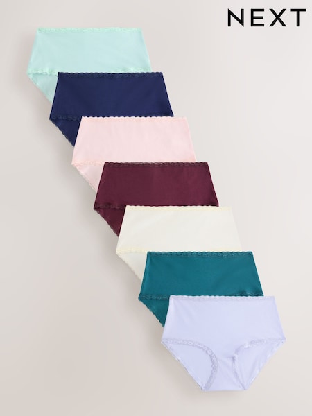 Lilla/Grønn - Knickers i bomull og blonder 7 Pakke