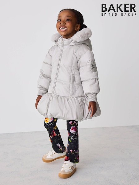 Sølv - Baker By Ted Baker Shower Resistant Bubble Skirted Padded Coat