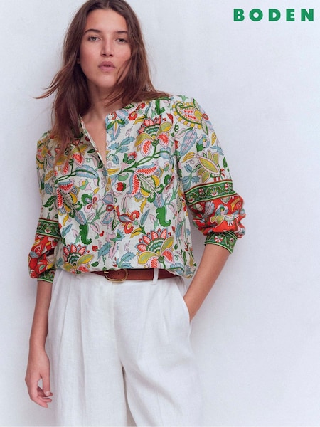 Boden White Alicia Linen Top (Y50383) | 797 SAR