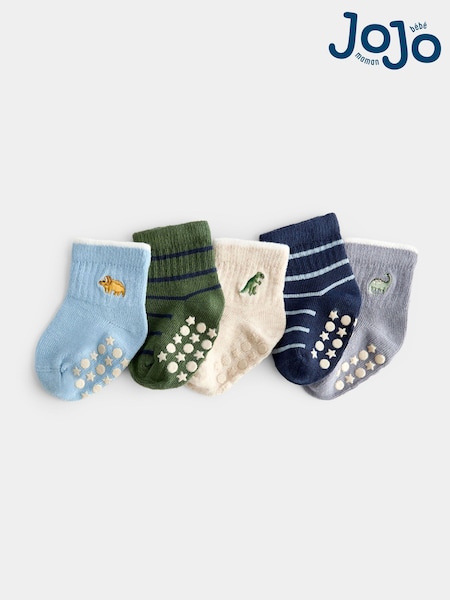 Blue & Green Dino - Jojo Maman Bébé 5-pack Socks