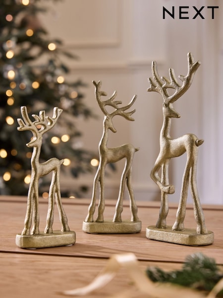 Set Of 3 Stag Ornaments