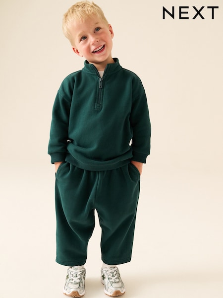Green - Soft Touch Half Zip Neck Sweat Top (3mths-7yrs)