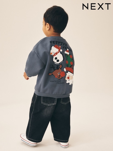 Graphite Grey - Christmas Crew Neck Sweat Top (3mths-7yrs)