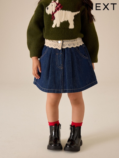 Dark Wash - Peplum Detail Denim Skirt (3mths-7yrs)