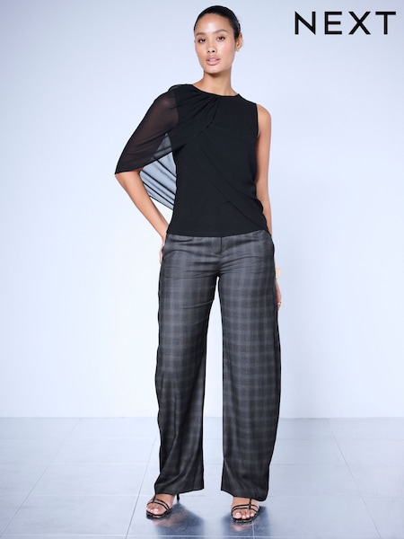 Grey - Check Barrel Trousers