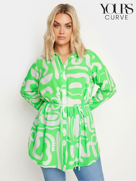 Yours Curve Green LIMITED COLLECTION  Abstract Print Longline Shirt (Y50956) | €38