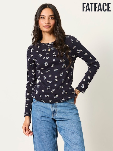 Ναυτικό Ditsy Floral - Fatface Long Sleeve Top