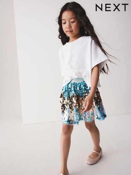 Blue/Gold Rainbow Sequin - Pullon Skirt (3-16yrs)