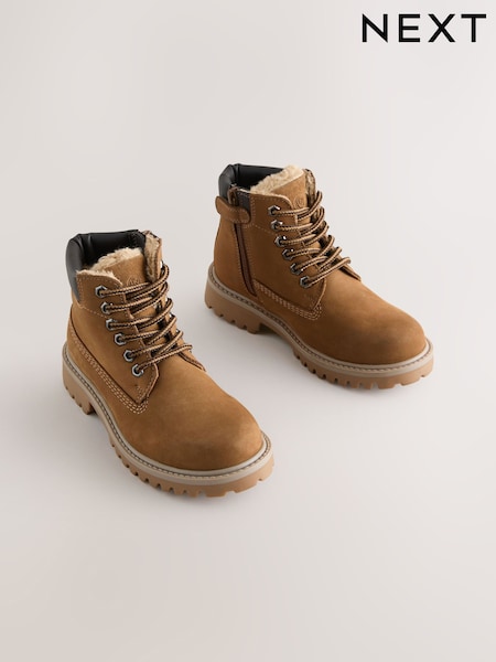 Tan Brown - Leather Lace Up Work Boots