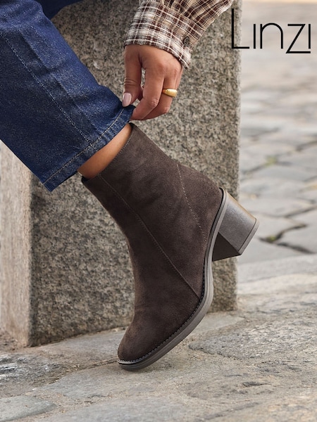 Brown - Linzi Wander Block Heel Ankle Boots