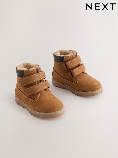 Tan Brown - Leather Thermal Thinsulate™ Lined Touch Fastening Work Boots