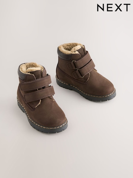 Chocolate Brown - Leather Thermal Thinsulate™ Lined Touch Fastening Work Boots