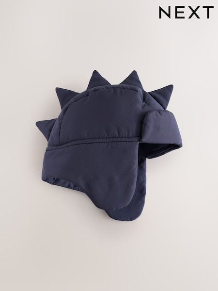Navy Dino - Novelty Lined Trapper Hat (3mths-6yrs)