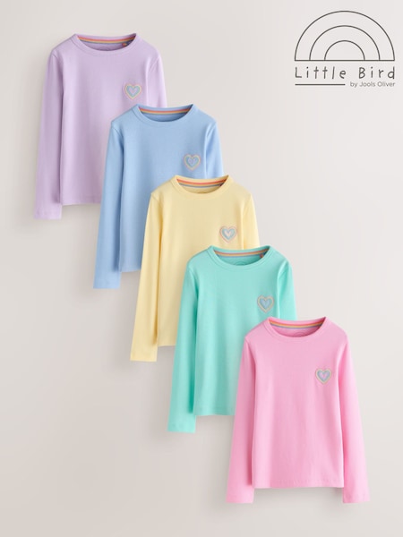 Pastel Rainbow - Little Bird By Jools Oliver Ribbed Jersey Top 5 Packs