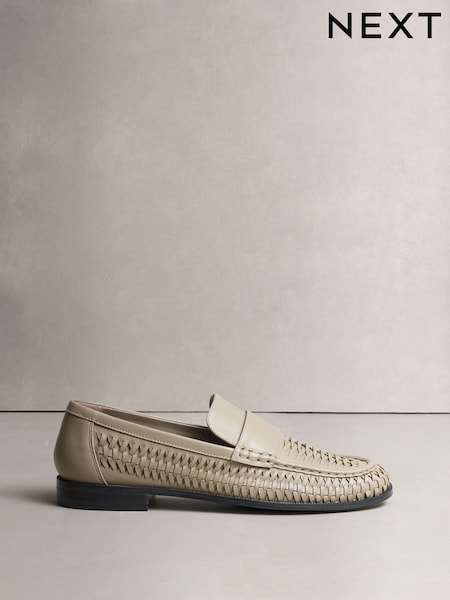 بني فاتح - N.premium Leather Whipstitch Loafers