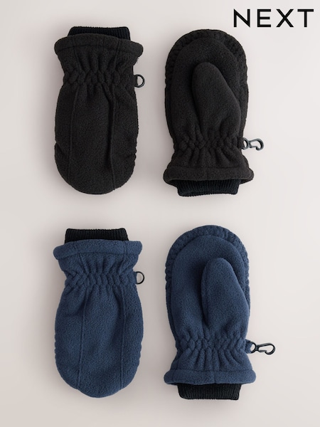 Black/Navy - Fleece Mitts Gloves 2 Pack (3mths-6yrs)