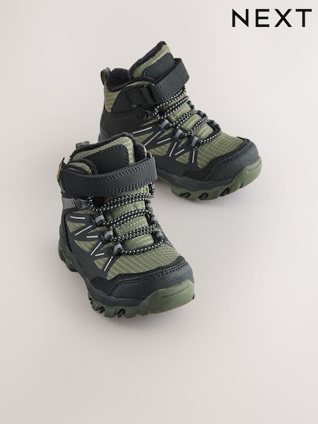Green/Black - Touch Fastening Elastic Lace Waterproof Hiker Boots