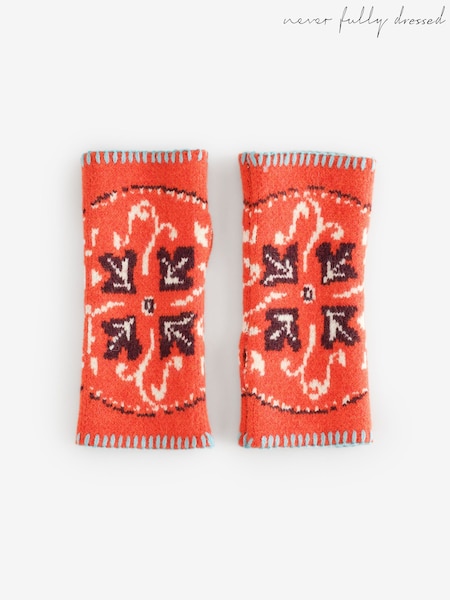 Red Bandana - Never Fully Dressed Knit Whipstitch Handwarmer Gloves
