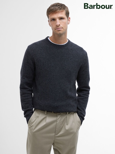 Charcoal Grey - Regular Barbour® Essential Crew Neck Patch Jumper
