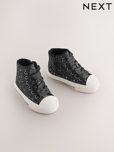 Black Glitter - High Top Trainers