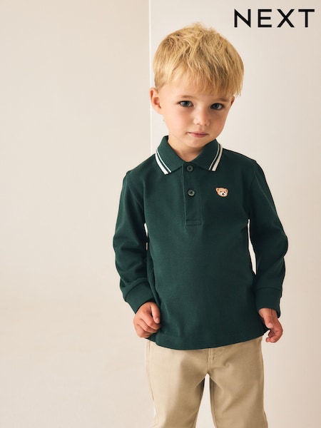 Green - Long Sleeve Polo Shirt (3mths-7yrs)