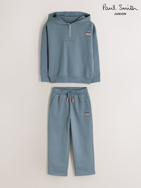 أزرق - Paul Smith Junior Funnel Neck Hoodie And Joggers Set