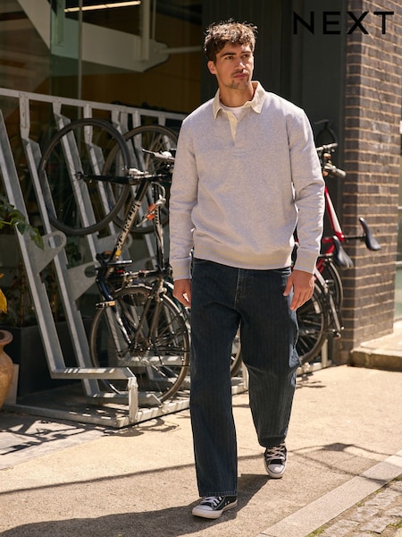 Textured Ink Blue - Baggy Fit Jeans