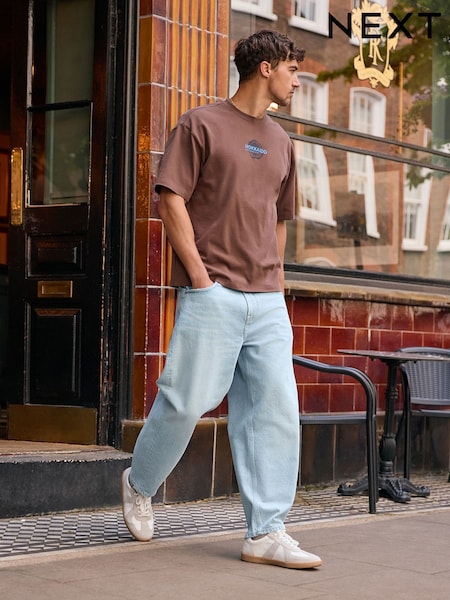 Light Blue Twisted Seam - Barrel Fit Jeans