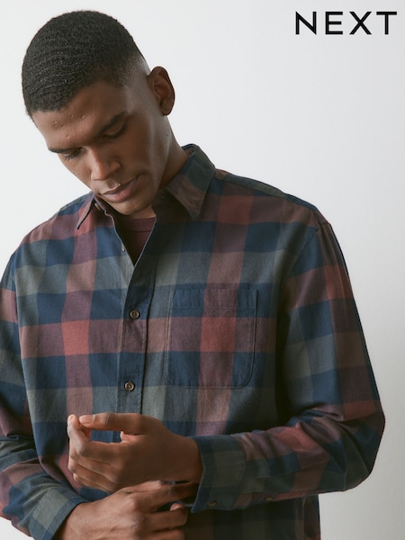 Red/Navy Buffalo - Regular Check Long Sleeve Shirt