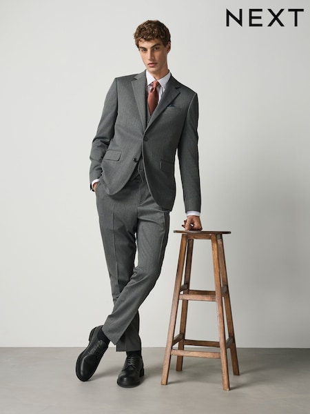 Gris antracita - Slim Fit Textured Suit Jacket